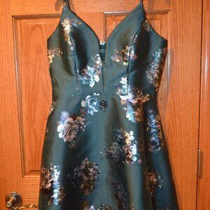 Green Floral Homecoming Dress